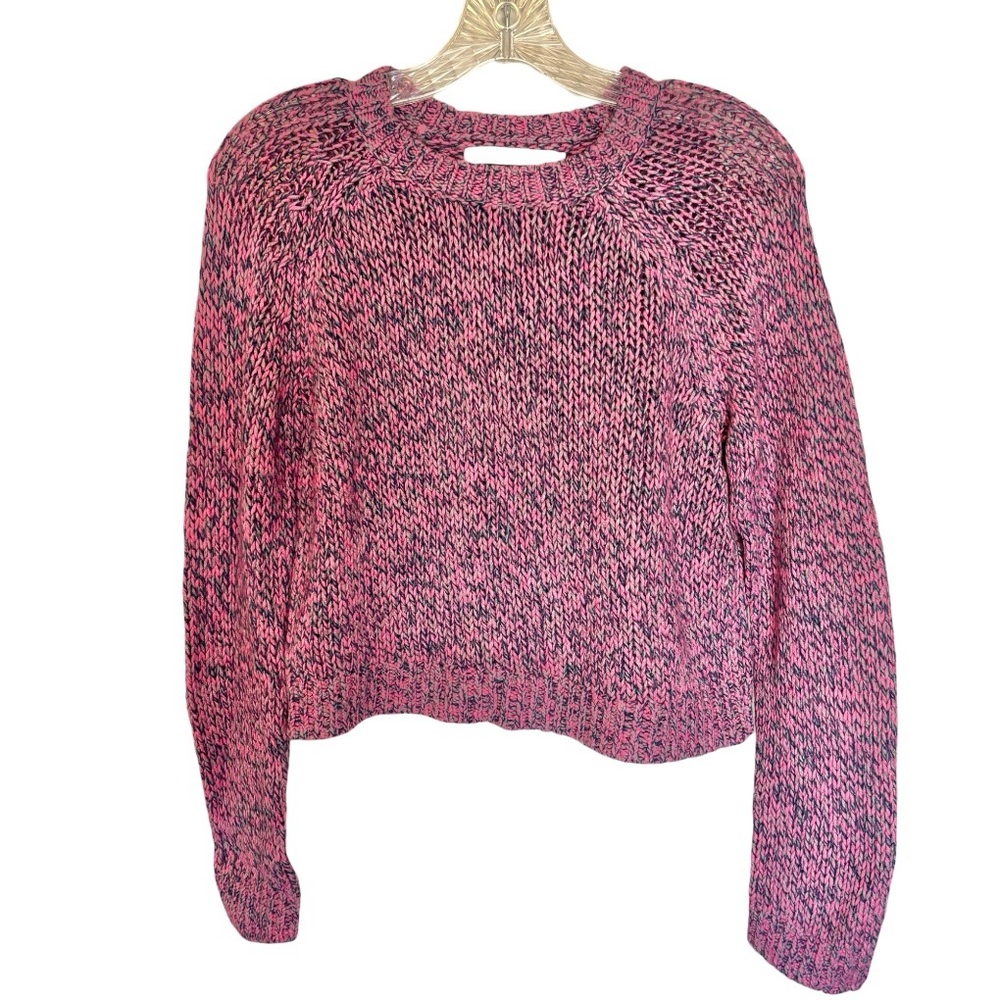 One Grey Day Womens S Sweater Merino Wool Pink Blue Marled Crewneck Winter Fall
